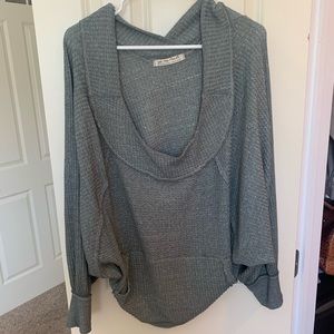 Free people olive green over the shoulder long sleeve shirt